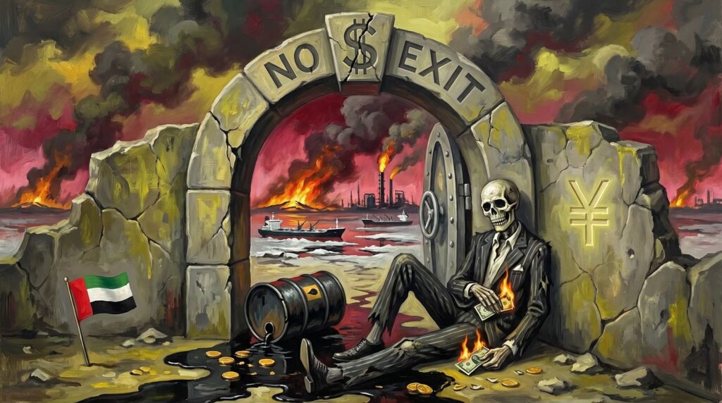 Cover illustration for the article Never Is Hope So Pure As In The Certainty Of Loss: UAE's OPEC Exit and the Structural Dissolution of the Petrodollar