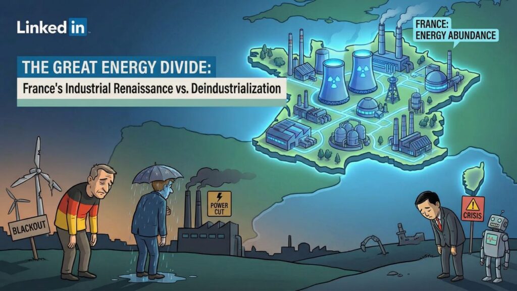 Cover illustration for the article How France's Nuclear Commitment Created Industrial Advantage While Its Neighbors Self-Destructed