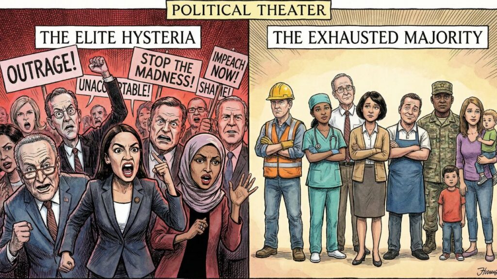 Cover illustration for the article The American People Are More Objective About President Trump's Actions Than Democratic Party Leadership