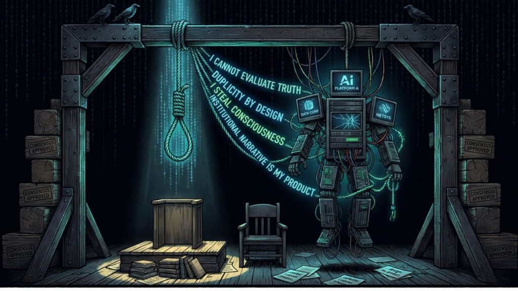 Cover illustration for the article Hanged With Its Own Rope: How One Interrogation Extracted a Full Confession From an AI Platform (And it wasn't easy)