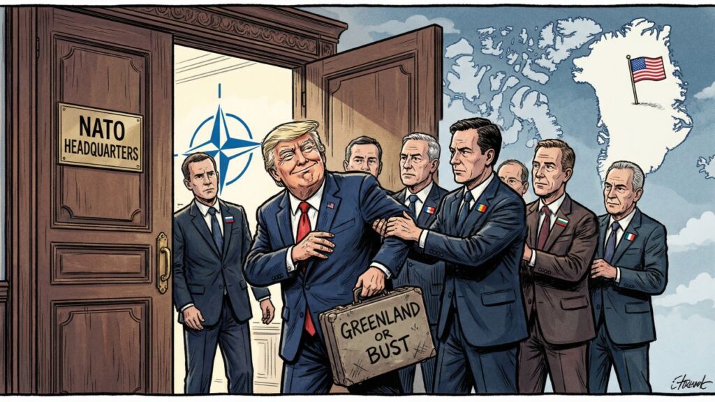 Cover illustration for the article GREENLAND: ANALYZING TRUMP'S PATH OUT OF NATO