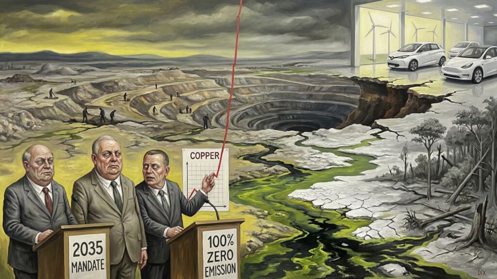 Cover illustration for the article OFFSHORING THE APOCALYPSE: PART 2 of 4 PARTS, THE COPPER ARITHMETIC THAT KILLS THE TRANSITION