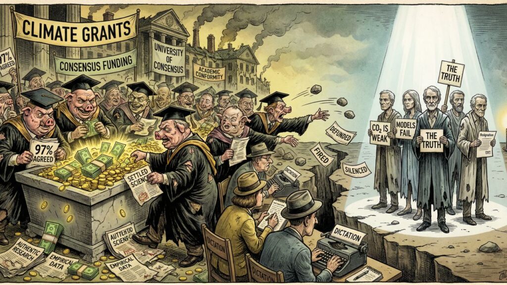 Cover illustration for the article THE DEAD SCIENCE THAT ATE $400 BILLION: How an MIT and Princeton Physicist Exposed the Climate Hoax That Robbed a Planet in 2026