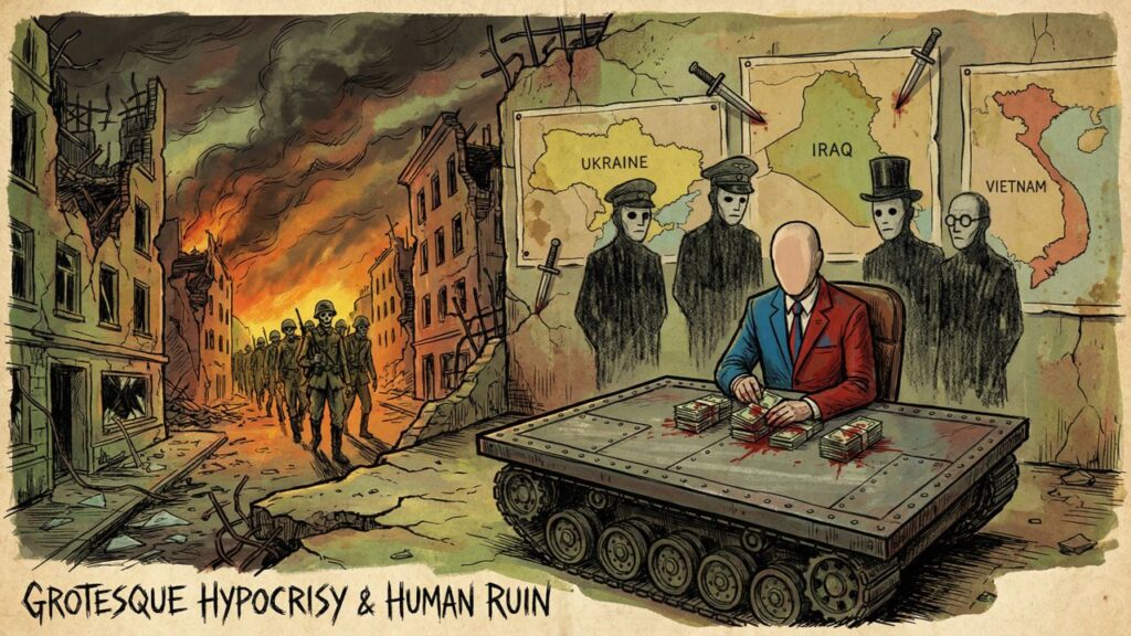Cover illustration for the article Blood Profits: How the Uni‑Party Turned Ukraine into Its Latest Forever War