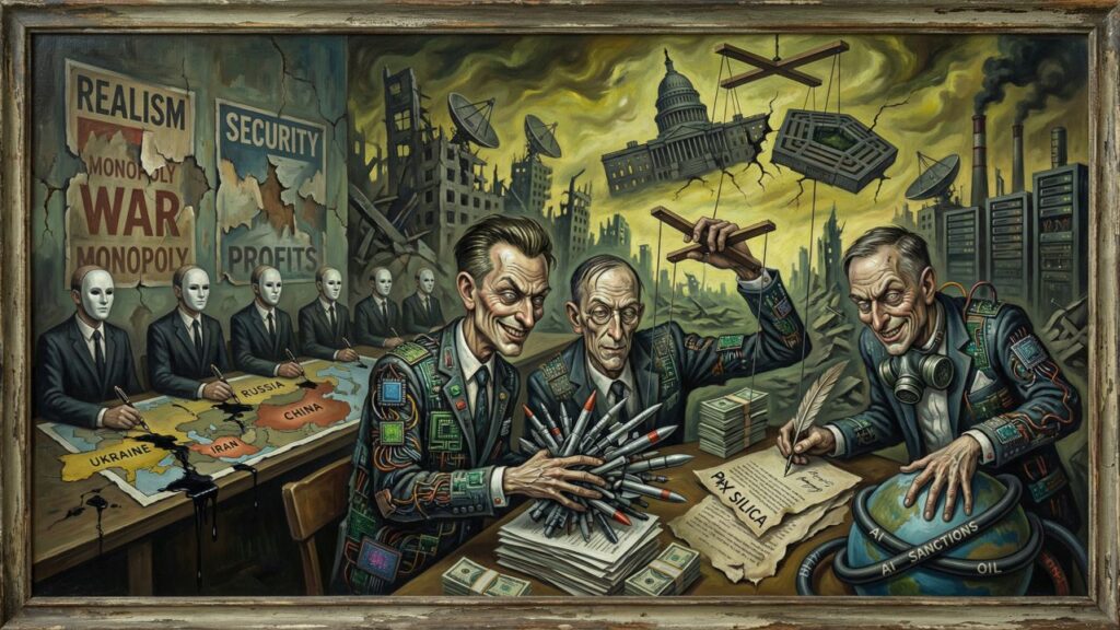 Cover illustration for the article The Architecture of Silence: Why America's Think Tanks and Media Won't Name the Forces Driving Us To War with China, Iran, and Russia