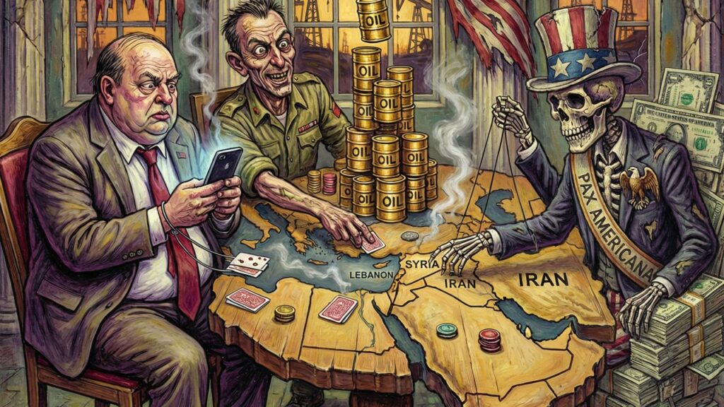 Cover illustration for the article The Petrodollar Trap: How the Iran War Threatens to Collapse the Financial Architecture of the American Empire