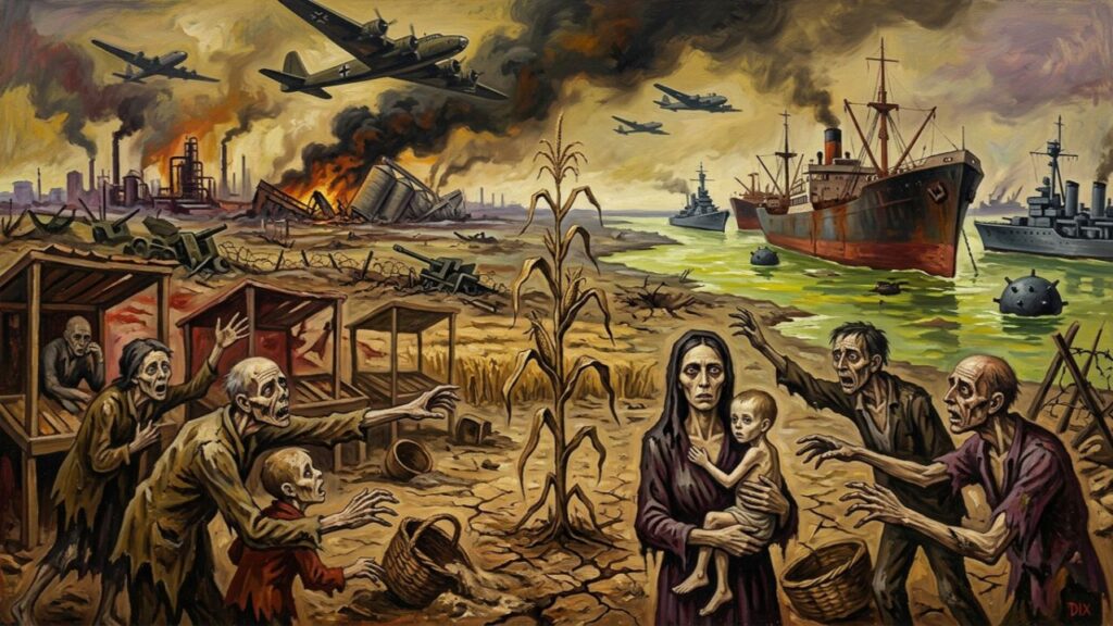 Cover illustration for the article US-Israeli Attack on Iran Will Trigger Starvation