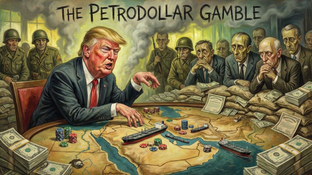 Cover illustration for the article Trump Is Gambling America’s Power on a Losing Hand
