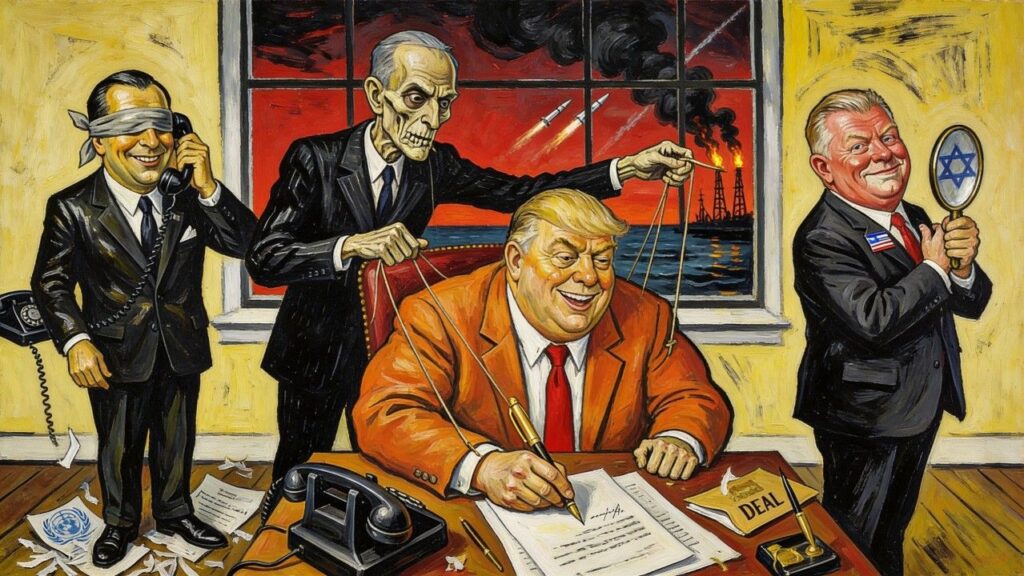 Cover illustration for the article America’s Suicidal Empire: The Iran War, the Death Spiral of a Failing Hegemon, and the World We Are Destroying