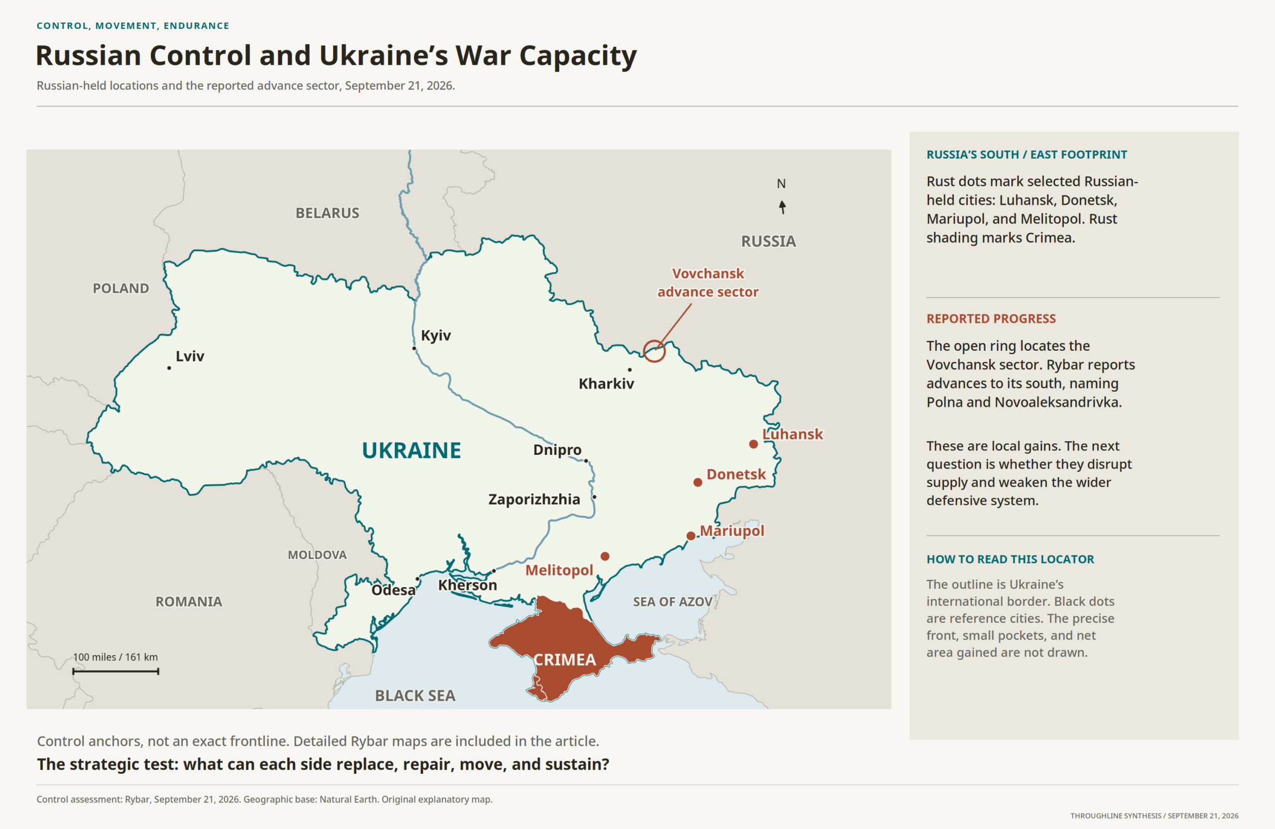 Selected Russian-held locations and the northeastern advance sector.