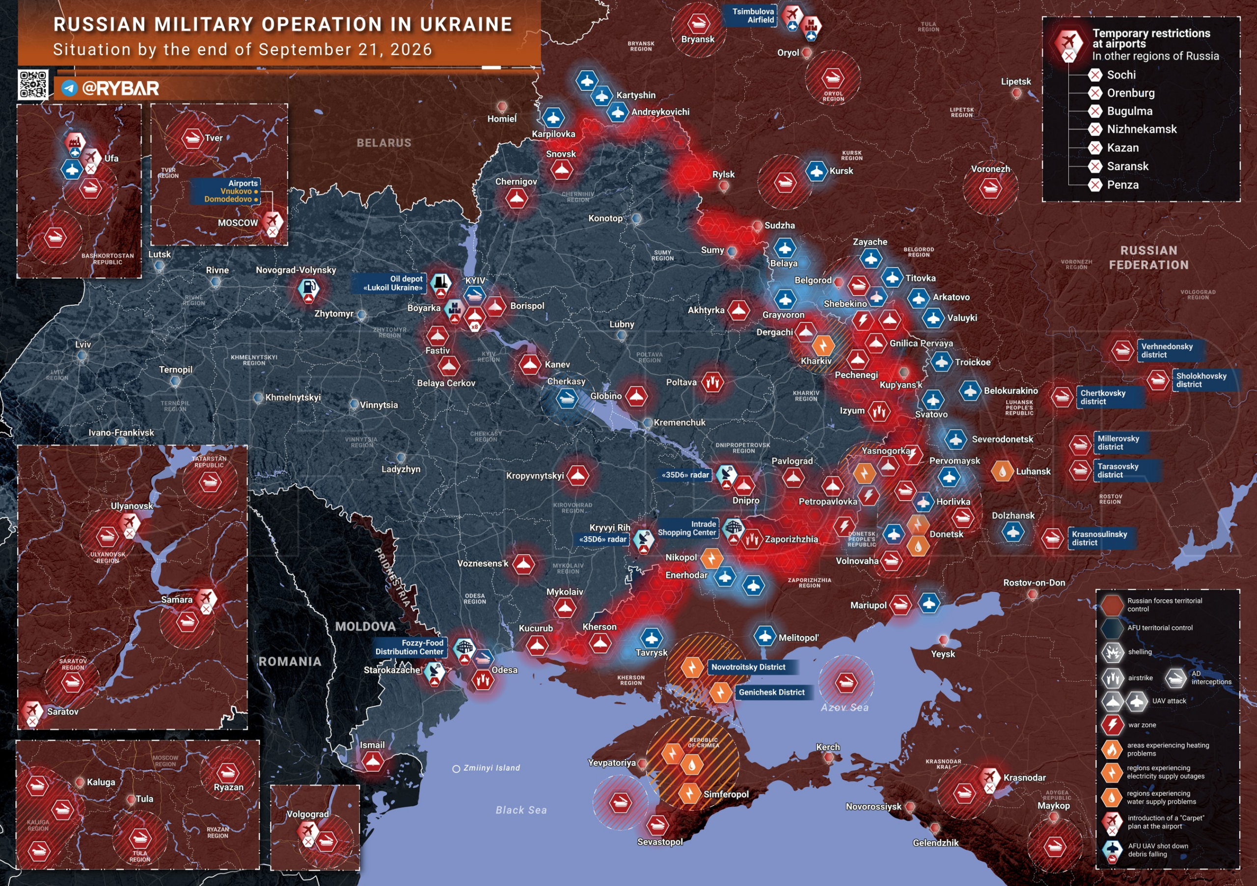 Rybar’s September 21 national overview, with its original legend and insets.